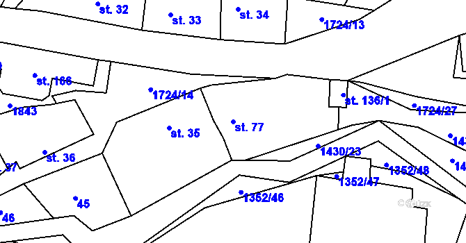 Parcela st. 77 v KÚ Mrlínek, Katastrální mapa