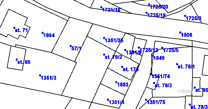 Parcela st. 79/2 v KÚ Mrlínek, Katastrální mapa