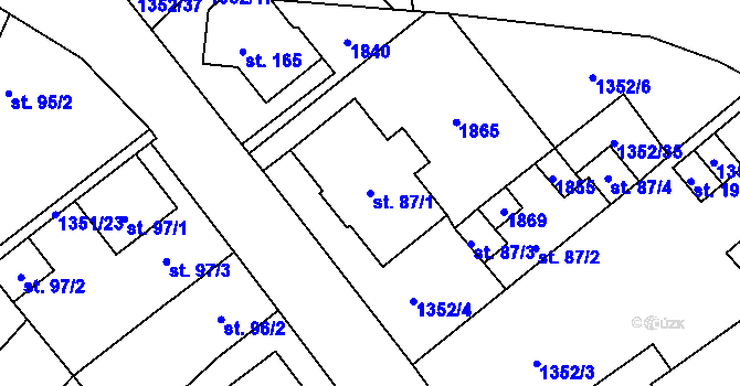 Parcela st. 87/1 v KÚ Mrlínek, Katastrální mapa