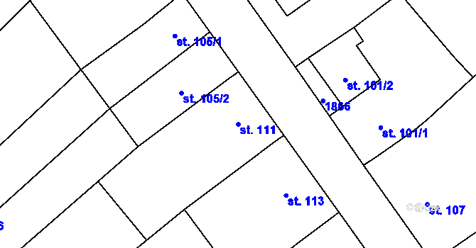 Parcela st. 111 v KÚ Mrlínek, Katastrální mapa