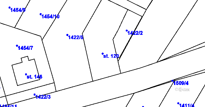 Parcela st. 120 v KÚ Mrlínek, Katastrální mapa
