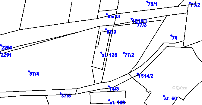 Parcela st. 126 v KÚ Mrlínek, Katastrální mapa