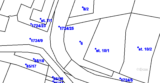 Parcela st. 6 v KÚ Mrlínek, Katastrální mapa