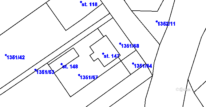 Parcela st. 147 v KÚ Mrlínek, Katastrální mapa