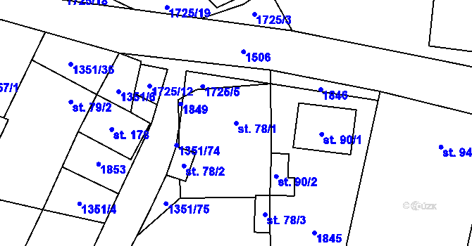 Parcela st. 78/1 v KÚ Mrlínek, Katastrální mapa