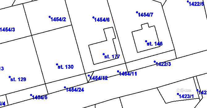 Parcela st. 177 v KÚ Mrlínek, Katastrální mapa
