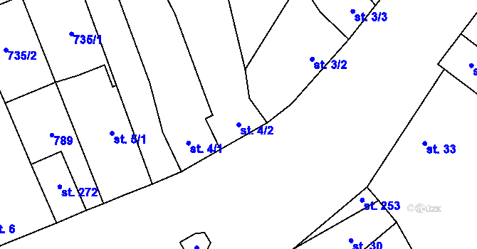 Parcela st. 4/2 v KÚ Mrsklesy na Moravě, Katastrální mapa