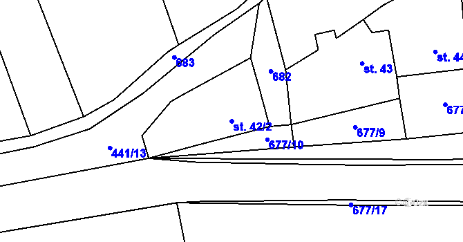 Parcela st. 42/2 v KÚ Mrsklesy na Moravě, Katastrální mapa
