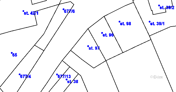 Parcela st. 97 v KÚ Mrsklesy na Moravě, Katastrální mapa