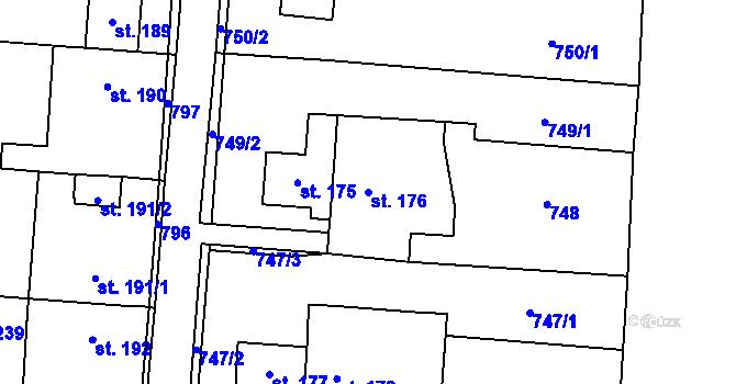 Parcela st. 176 v KÚ Mrsklesy na Moravě, Katastrální mapa