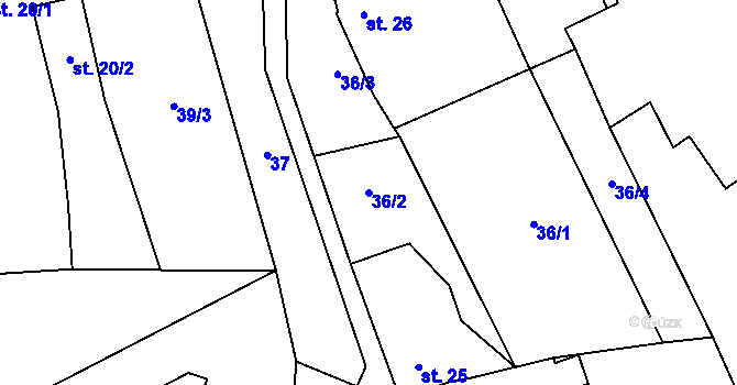 Parcela st. 36/2 v KÚ Mrsklesy na Moravě, Katastrální mapa