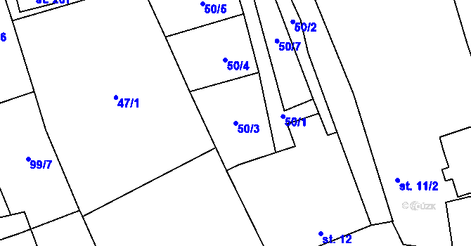 Parcela st. 50/3 v KÚ Mrsklesy na Moravě, Katastrální mapa