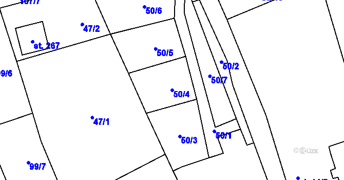 Parcela st. 50/4 v KÚ Mrsklesy na Moravě, Katastrální mapa