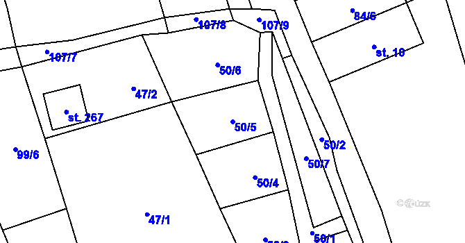 Parcela st. 50/5 v KÚ Mrsklesy na Moravě, Katastrální mapa