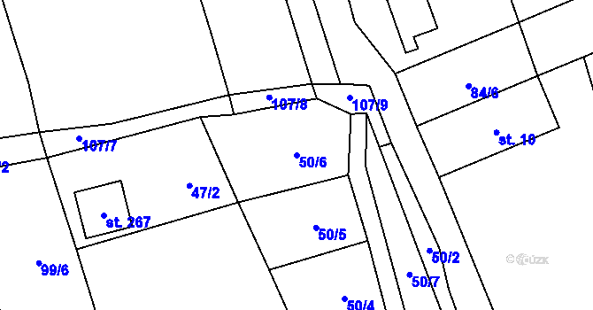 Parcela st. 50/6 v KÚ Mrsklesy na Moravě, Katastrální mapa