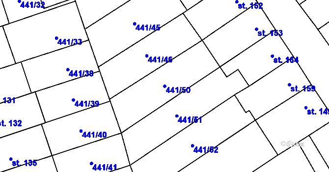 Parcela st. 441/50 v KÚ Mrsklesy na Moravě, Katastrální mapa