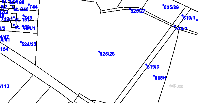Parcela st. 525/28 v KÚ Mrsklesy na Moravě, Katastrální mapa