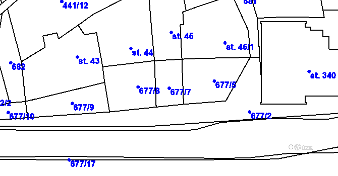 Parcela st. 677/7 v KÚ Mrsklesy na Moravě, Katastrální mapa