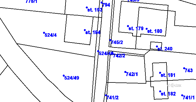 Parcela st. 524/40 v KÚ Mrsklesy na Moravě, Katastrální mapa