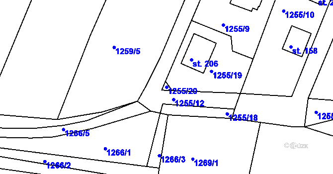 Parcela st. 1255/20 v KÚ Mrtník, Katastrální mapa