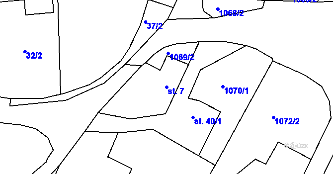 Parcela st. 7 v KÚ Mrtník, Katastrální mapa