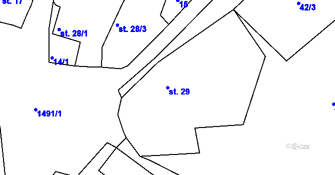 Parcela st. 29 v KÚ Mrtník, Katastrální mapa
