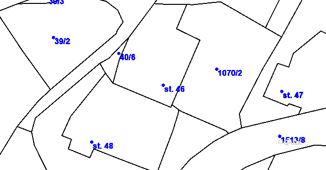 Parcela st. 46 v KÚ Mrtník, Katastrální mapa