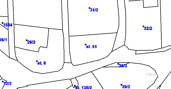 Parcela st. 51 v KÚ Mrtník, Katastrální mapa