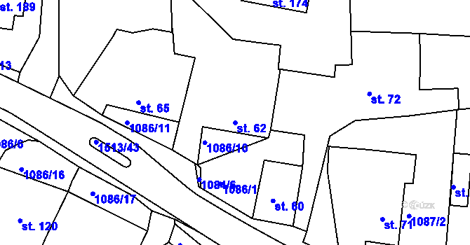 Parcela st. 62 v KÚ Mrtník, Katastrální mapa