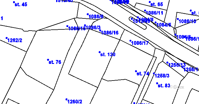 Parcela st. 120 v KÚ Mrtník, Katastrální mapa