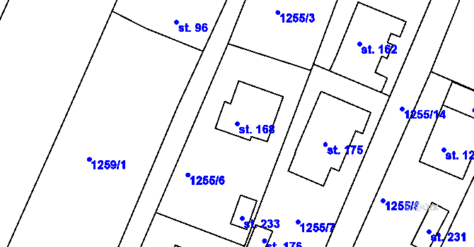 Parcela st. 168 v KÚ Mrtník, Katastrální mapa