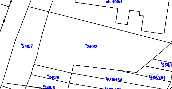 Parcela st. 240/2 v KÚ Mrtník, Katastrální mapa