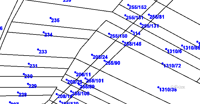 Parcela st. 255/18 v KÚ Mrtník, Katastrální mapa