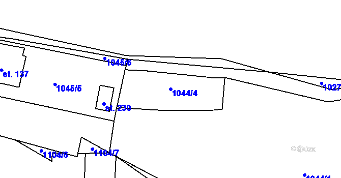 Parcela st. 1044/4 v KÚ Mrtník, Katastrální mapa
