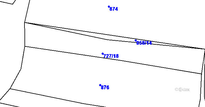 Parcela st. 727/18 v KÚ Mrtník, Katastrální mapa