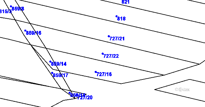 Parcela st. 727/22 v KÚ Mrtník, Katastrální mapa