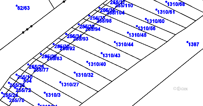 Parcela st. 1310/43 v KÚ Mrtník, Katastrální mapa