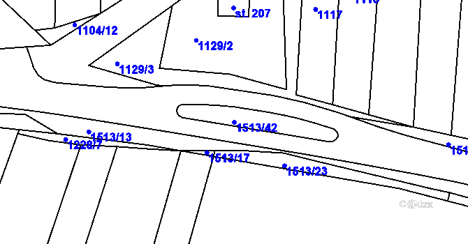 Parcela st. 1513/42 v KÚ Mrtník, Katastrální mapa