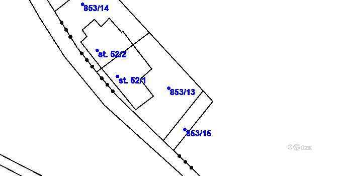 Parcela st. 853/13 v KÚ Mrtník, Katastrální mapa