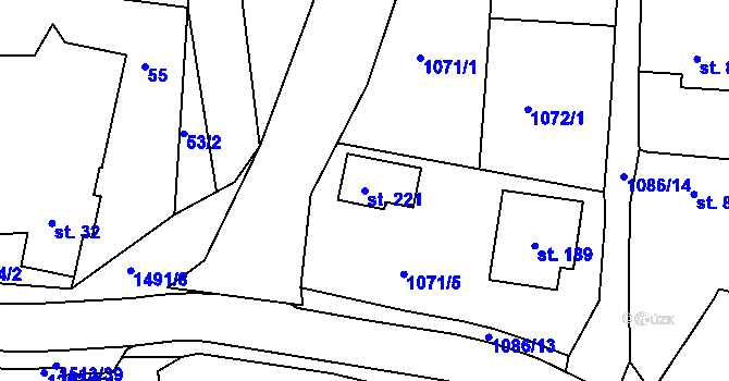 Parcela st. 221 v KÚ Mrtník, Katastrální mapa
