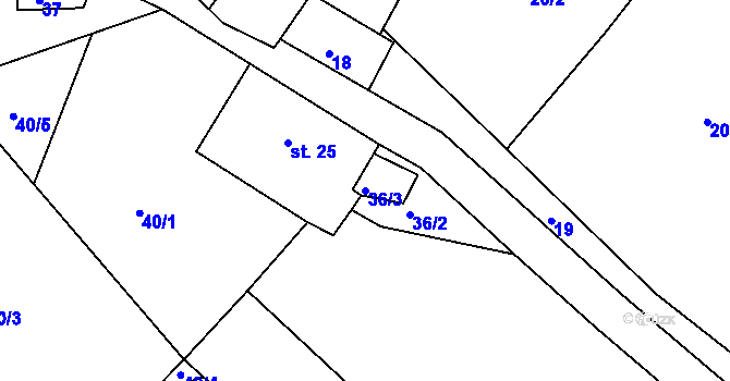 Parcela st. 36/3 v KÚ Benetice u Světlé nad Sázavou, Katastrální mapa