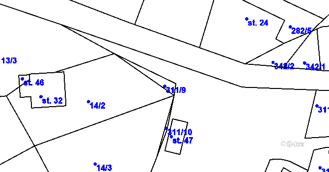 Parcela st. 311/9 v KÚ Benetice u Světlé nad Sázavou, Katastrální mapa