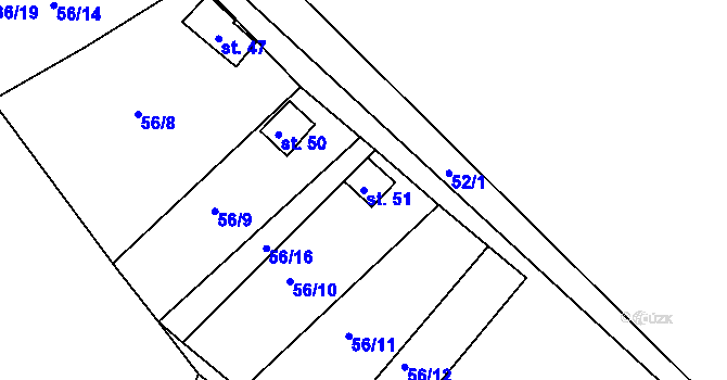 Parcela st. 51 v KÚ Leštinka u Světlé nad Sázavou, Katastrální mapa