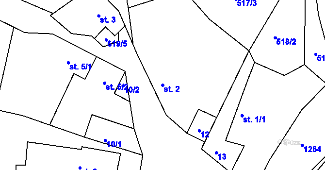 Parcela st. 2 v KÚ Mrzkovice, Katastrální mapa