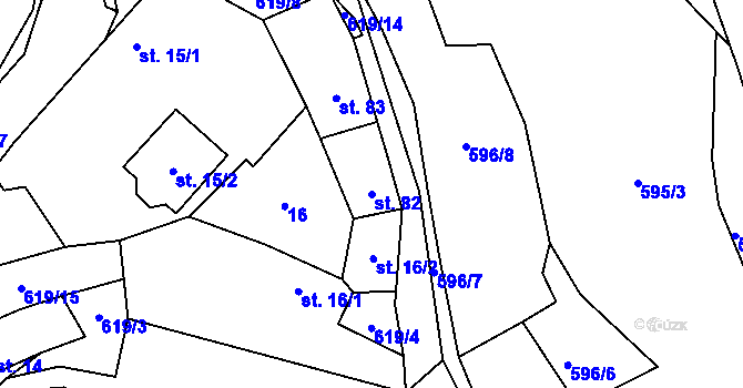 Parcela st. 82 v KÚ Mrzkovice, Katastrální mapa