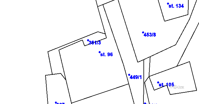 Parcela st. 96 v KÚ Mrzkovice, Katastrální mapa