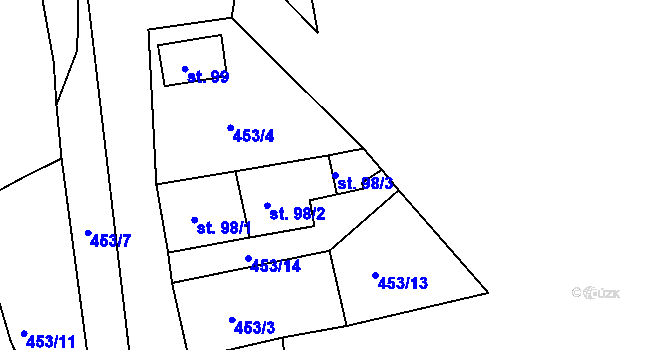 Parcela st. 98/3 v KÚ Mrzkovice, Katastrální mapa