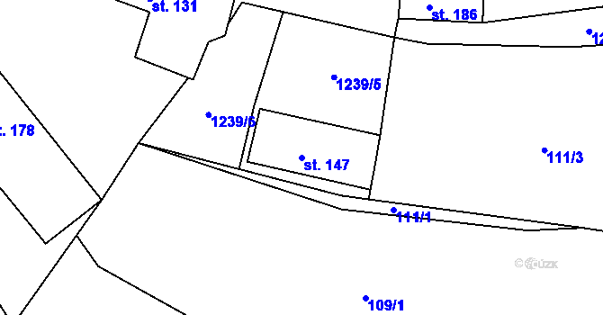 Parcela st. 147 v KÚ Mrzkovice, Katastrální mapa