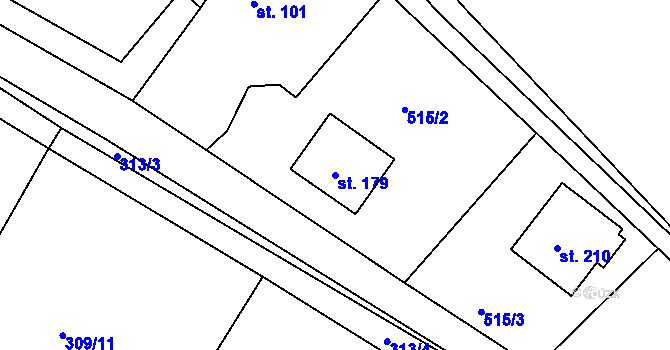 Parcela st. 179 v KÚ Mrzkovice, Katastrální mapa