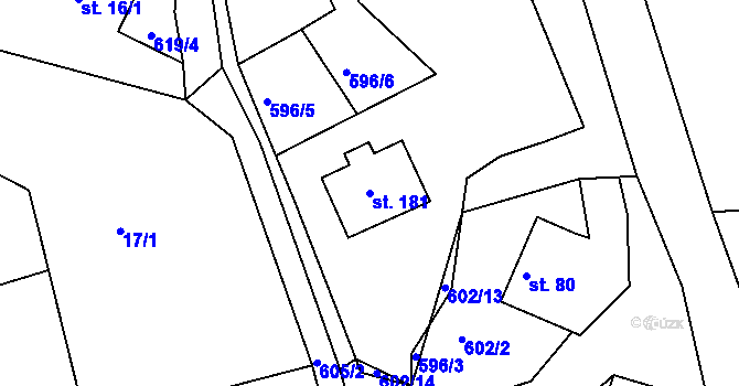 Parcela st. 181 v KÚ Mrzkovice, Katastrální mapa